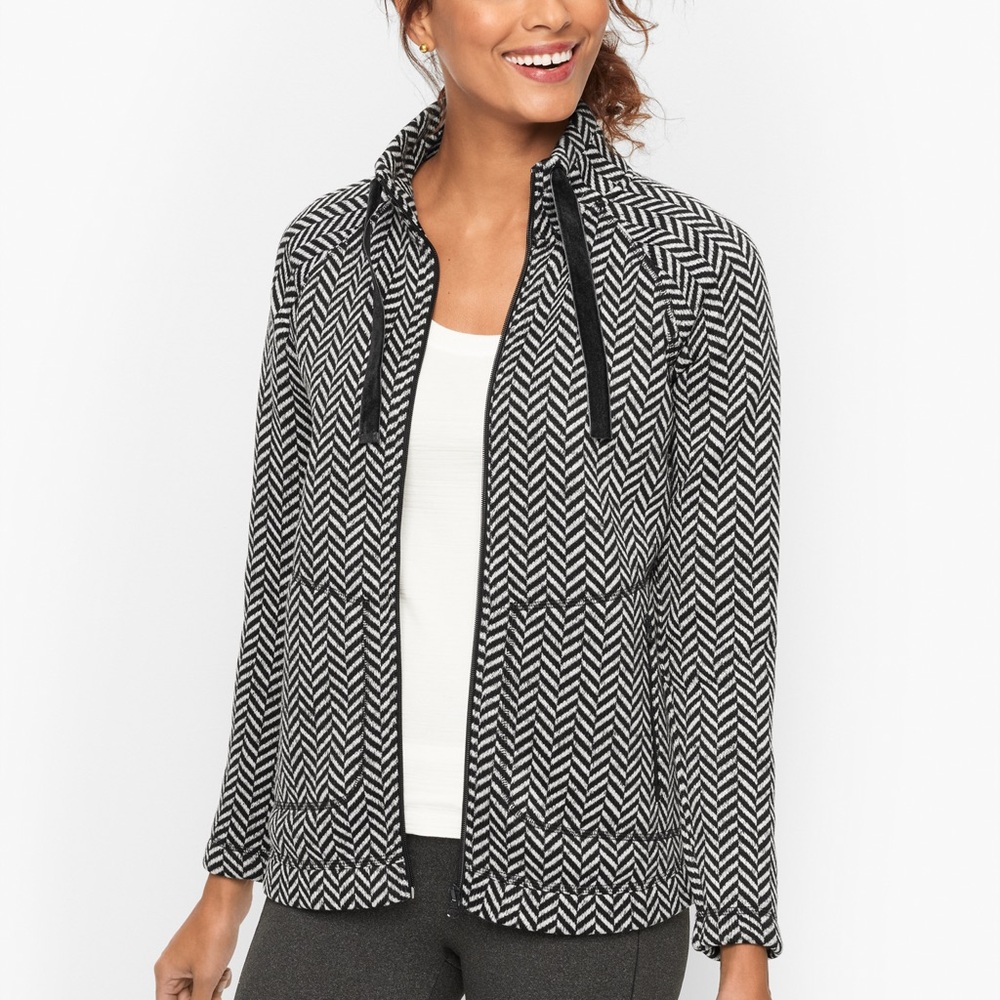 Talbots Black and White Chevron Sweater